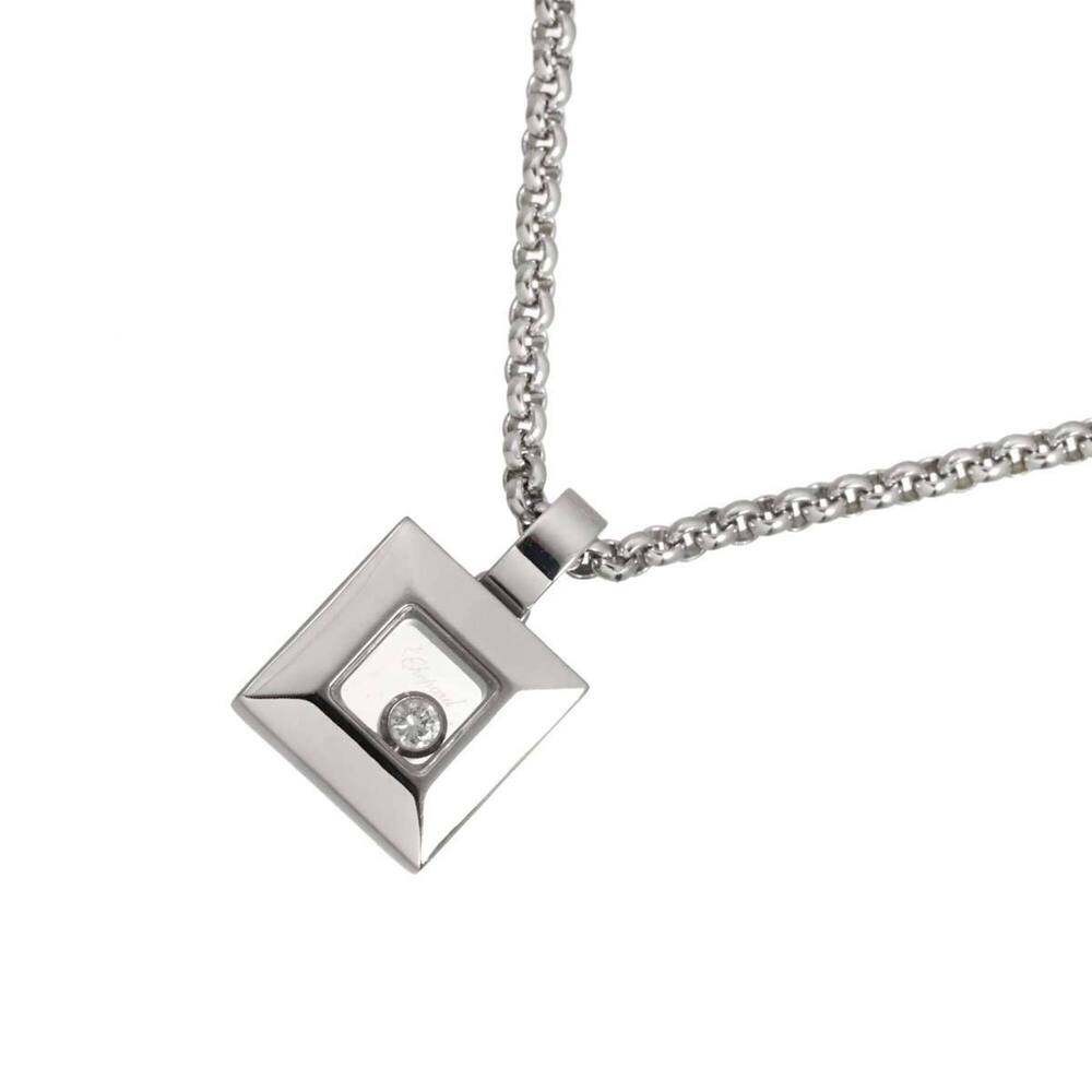 Chopard Happy Diamonds Square Necklace, 42cm, 18K WG (White Gold 750)